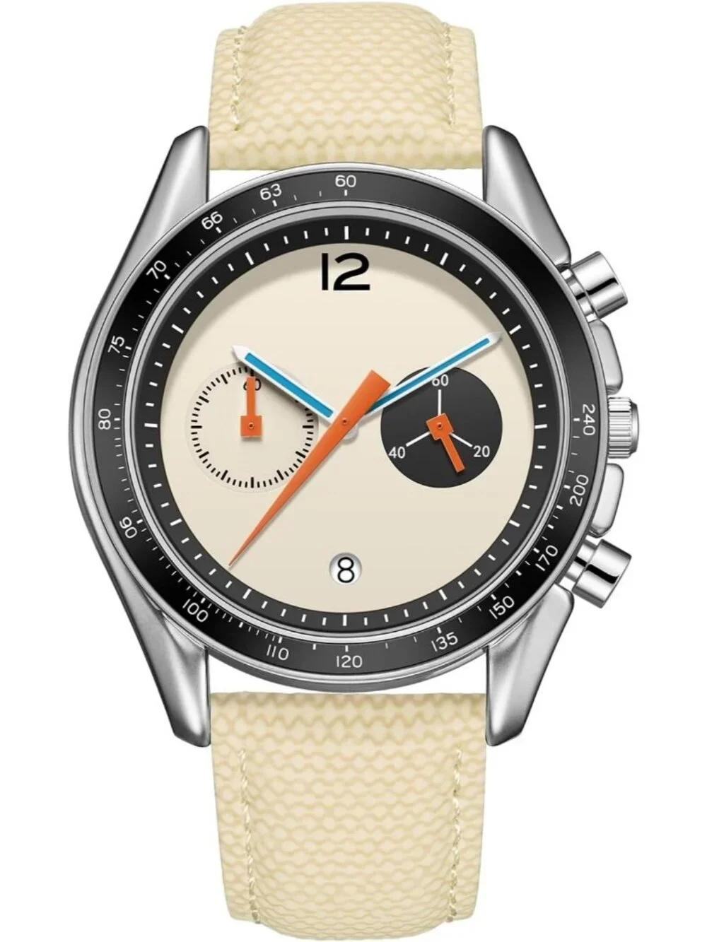 Men's White Chronograph Classics Waterproof Sport Casual Business Wrist Watch